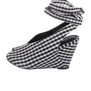 Jeffery Campbell Gingham Peep toe wedges